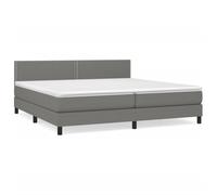 Vidaxl Lit À Sommier Tapissier Avec Matelas Gris Foncé 200x200cm Tissu Gris