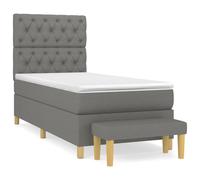 Vidaxl Lit À Sommier Tapissier Avec Matelas Gris Foncé 80x200 Cm Tissu Gris