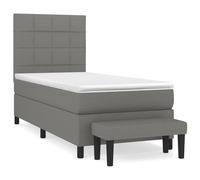 Boxspring met matras stof donkergrijs 90x200 cm3136566