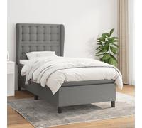 Vidaxl Lit À Sommier Tapissier Avec Matelas Gris Foncé 90x200 Cm Tissu Gris