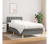 Vidaxl Lit À Sommier Tapissier Avec Matelas Gris Foncé 90x200 Cm Tissu Gris