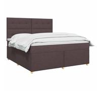 vidaXL Lit à sommier tapissier avec matelas, marron foncé, 140 x 190 cm