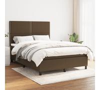 vidaXL Lit à sommier tapissier avec matelas Marron foncé 140x190 cm