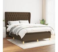 Vidaxl Lit À Sommier Tapissier Avec Matelas Marron Foncé 140x190 Cm Marron