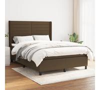 Vidaxl Lit À Sommier Tapissier Avec Matelas Marron Foncé 140x190 Cm Marron
