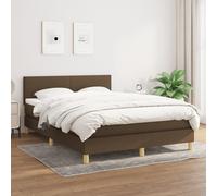 Vidaxl Lit À Sommier Tapissier Avec Matelas Marron Foncé 140x200 Cm Marron