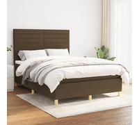 Vidaxl Lit À Sommier Tapissier Avec Matelas Marron Foncé 140x200 Cm Marron