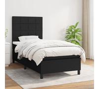 Vidaxl Lit À Sommier Tapissier Avec Matelas Noir 100x200 Cm Tissu Noir