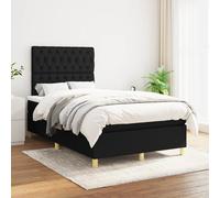 vidaXL Lit à sommier tapissier avec matelas Noir 120x200 cm Tissu