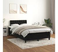 Vidaxl Lit À Sommier Tapissier Avec Matelas Noir 120x200 Cm Velours Noir