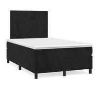Vidaxl Lit À Sommier Tapissier Avec Matelas Noir 120x200 Cm Velours Noir