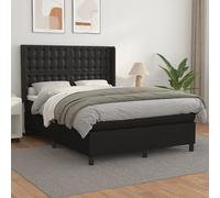 Vidaxl Lit À Sommier Tapissier Avec Matelas Noir 140x190 Cm Similicuir Noir