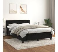 Vidaxl Lit À Sommier Tapissier Avec Matelas Noir 140x190 Cm Velours Noir