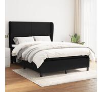 vidaXL Lit à sommier tapissier avec matelas Noir 140x200 cm Tissu