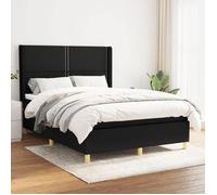 VidaXL Lit à sommier tapissier avec matelas Noir 140x200 cm Tissu - Modèle 3131915