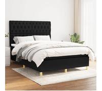 VidaXL Lit à sommier tapissier avec matelas Noir 140x200 cm Tissu - Modèle 3142579
