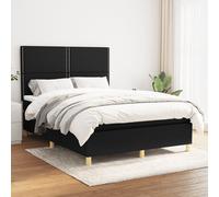 Vidaxl Lit À Sommier Tapissier Avec Matelas Noir 140x200 Cm Tissu Noir