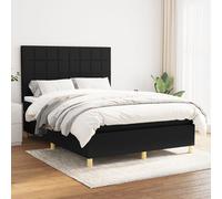Vidaxl Lit À Sommier Tapissier Avec Matelas Noir 140x200 Cm Tissu Noir