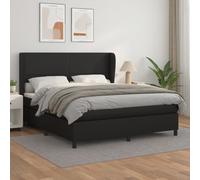 Vidaxl Lit À Sommier Tapissier Avec Matelas Noir 160x200 Cm Noir