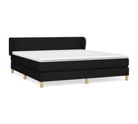 Vidaxl Lit À Sommier Tapissier Avec Matelas Noir 160x200 Cm Tissu Noir