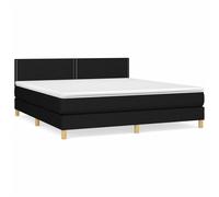 Vidaxl Lit À Sommier Tapissier Avec Matelas Noir 160x200 Cm Tissu Noir
