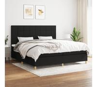 vidaXL Lit à sommier tapissier avec matelas Noir 200x200 cm Tissu