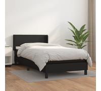 Vidaxl Lit À Sommier Tapissier Avec Matelas Noir 80x200cm Similicuir Noir
