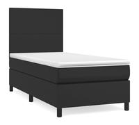 vidaXL Lit à sommier tapissier avec matelas Noir 90x190 cm Similicuir