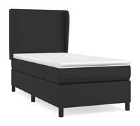 vidaXL Lit à sommier tapissier avec matelas Noir 90x190 cm Similicuir