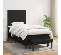 vidaXL Lit à sommier tapissier avec matelas Noir 90x190 cm Tissu Noir