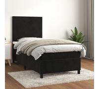 Vidaxl Lit à Sommier Tapissier Avec Matelas Noir 90x200 Cm Velours