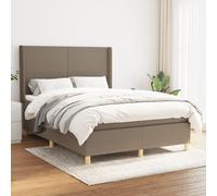 vidaXL Lit à sommier tapissier avec matelas Taupe 140x190 cm Tissu