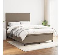 VidaXL Lit à sommier tapissier avec matelas Taupe 140x190 cm Tissu - Modèle 3141613