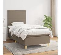vidaXL Lit à sommier tapissier avec matelas Taupe 90x190 cm Tissu Gris