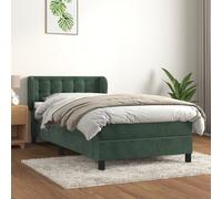 vidaXL Lit à sommier tapissier avec matelas Vert foncé 90x190 cm