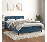 Vidaxl Lit À Sommier Tapissier Et Matelas Bleu Foncé 140x190cm Velours Multicolore