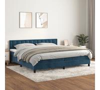 VidaXL Lit à sommier tapissier et matelas Bleu foncé 200x200cm Velours - Modèle 3141567