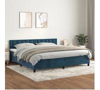 Vidaxl Lit À Sommier Tapissier Et Matelas Bleu Foncé 200x200cm Velours Bleu