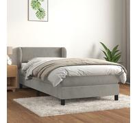 Vidaxl Lit À Sommier Tapissier Et Matelas Gris Clair 100x200cm Velours Multicolore