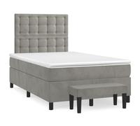 vidaXL Boxspring met matras fluweel lichtgrijs 120x200 cm3138073 Gris clair