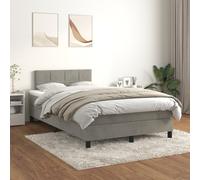 Vidaxl Lit À Sommier Tapissier Et Matelas Gris Clair 120x200cm Velours Gris