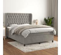 vidaXL Lit à sommier tapissier et matelas Gris clair 140x190cm Velours