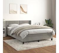 Sommier à Lattes de Lit et Matelas, Lit Rembourré, Lit Double, Lit Adulte de Chambre à Coucher Intérieur, Moderne, Gris Clair 140x190cm Velours