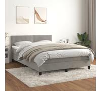 Vidaxl Lit À Sommier Tapissier Et Matelas Gris Clair 140x190cm Velours Multicolore