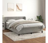 Vidaxl Lit À Sommier Tapissier Et Matelas Gris Clair 140x190cm Velours Multicolore