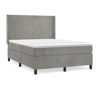 Vidaxl Lit À Sommier Tapissier Et Matelas Gris Clair 140x200cm Velours Gris