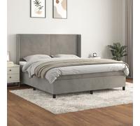 Vidaxl Lit À Sommier Tapissier Et Matelas Gris Clair 160x200cm Velours Gris