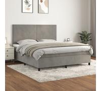 Vidaxl Lit À Sommier Tapissier Et Matelas Gris Clair 160x200cm Velours Gris