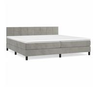 Vidaxl Lit À Sommier Tapissier Et Matelas Gris Clair 200x200cm Velours Multicolore