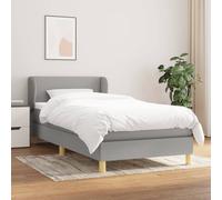 vidaXL Lit à sommier tapissier et matelas Gris clair 90x190 cm Tissu